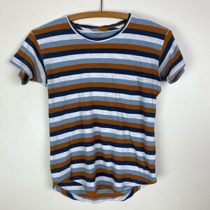 Madewell Womens Short Sleeve Striped T Shirt Orange Blue White Size XXS Fitted
